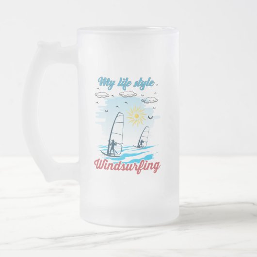 Windsurfen is mijn levensstijl matglas bierpul (Links)