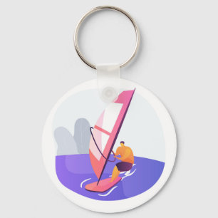 Windsurfen op de voorgrond sleutelhanger