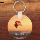 Windsurfen op het zondsurfbord sleutelhanger (Voorkant)