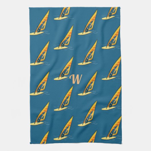 Windsurfende keukenhanddoek (Verticaal)