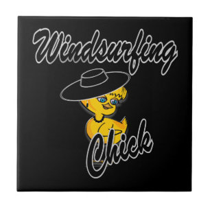 Windsurfende meid #4 tegeltje