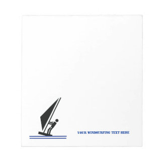 Windsurfer aan boord, zwart, blauw, op maat gesned notitieblok