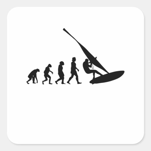 Windsurfer Evolution Windsurfende surfer Windsurf Vierkante Sticker (Voorkant)