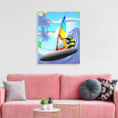 WindSurfer op Big Ocean Waves Canvas Afdruk (Insitu (Woonkamer))