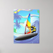 WindSurfer op Big Ocean Waves Canvas Afdruk (Voorkant)