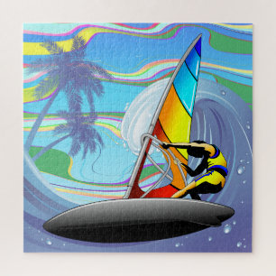 WindSurfer op Big Ocean Waves Legpuzzel