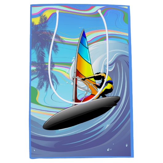 WindSurfer op Big Ocean Waves Medium Cadeauzakje (Voorkant)