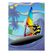 WindSurfer op Big Ocean Waves Perfect Poster (Voorkant)