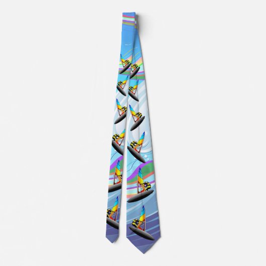 WindSurfer op Big Ocean Waves Stropdas (Achterkant)