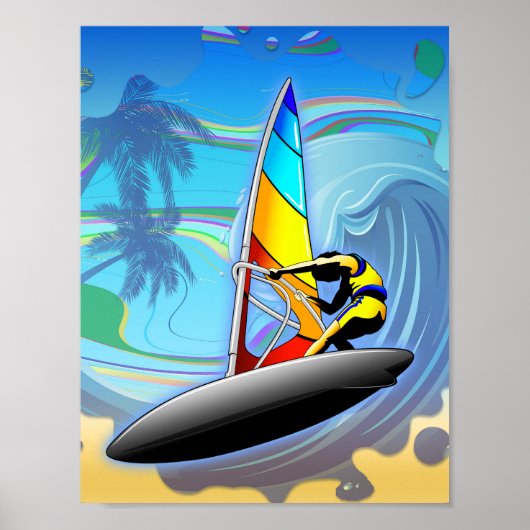 WindSurfer sur Ocean Waves Poster Paper (Matte) (Devant)