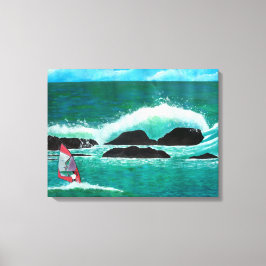 WindSurfer Wind Surfen in Hawaï Seascape Wrappe Canvas Afdruk