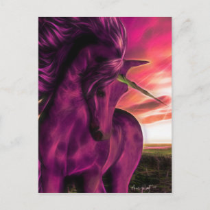 Windswept Unicorn in Amethyst Briefkaart