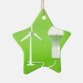 Windturbine en gloeilamp keramisch ornament (Rechts)