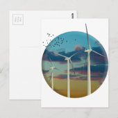 Windturbines Gedekte hemel Briefkaart (Voorkant / Achterkant)