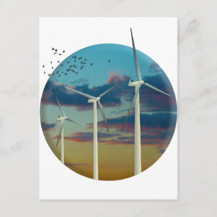 Windturbines Gedekte hemel Briefkaart