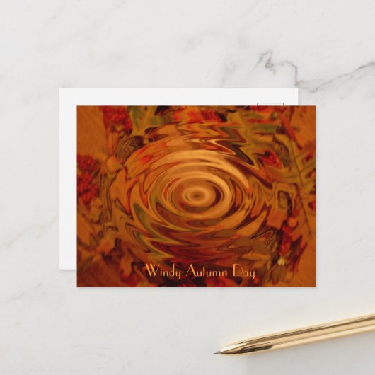 Windy Autumn Day Briefkaart (Voorkant / Achterkant in situ)