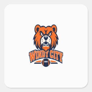 Windy City Football Boze Beer Mascotte Sportfan A Vierkante Sticker
