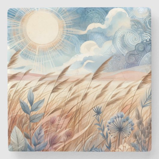 Windy Day Rustic Boho Mountain Prairie Country Stenen Onderzetter (Voorkant)