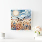 Windy Day Rustic Boho Mountain Prairie Country Vierkante Klok (Huis)