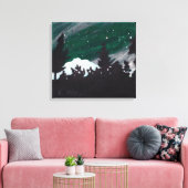 Windy Evergreen Night: Canvas Afdrukken Uncropped (Insitu (Woonkamer))