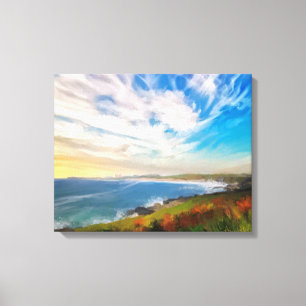 Windy Fistral Beach Newquay Cornwall Canvas Afdruk
