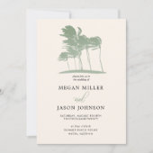 Windy Palm Trees, Sage Green Destination Wedding Kaart (Voorkant)