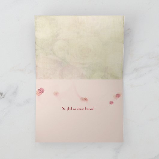 Wine and Red Rose Anniversary Kaart (Binnen)