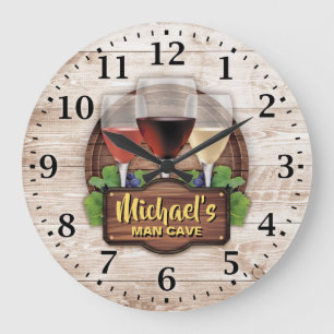 Wine Bar Man Cave Personalizable Wall Clock Grote Klok