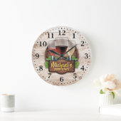 Wine Bar Man Cave Personalizable Wall Clock Grote Klok (Huis)