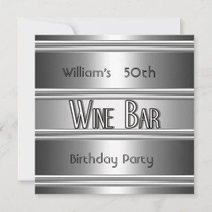 Wine Bar metal Silver Black 50th Birthday Mannen Kaart