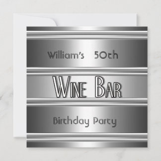 Wine Bar metal Silver Black 50th Birthday Mannen Kaart