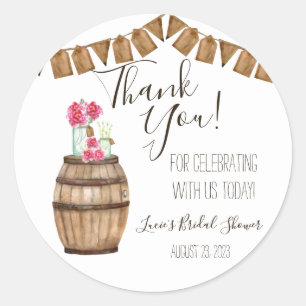 Wine Barrel Floral, Mason Jar Vrijgezellenfeest Ronde Sticker