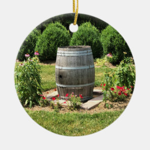 Wine Barrel Garden Decor, Chateau Morrisette, VA Keramisch Ornament