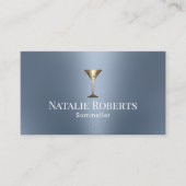 Wine Bartender Sommelier Modern Dusty Blue Visitekaartje (Voorkant)