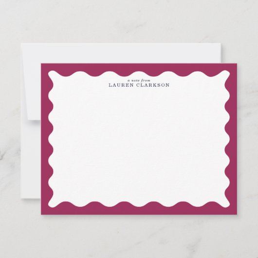 Wine Berry Wavy Frame Note Card Kaart (Voorkant)