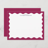 Wine Berry Wavy Frame Note Card Kaart (Voorkant / Achterkant)