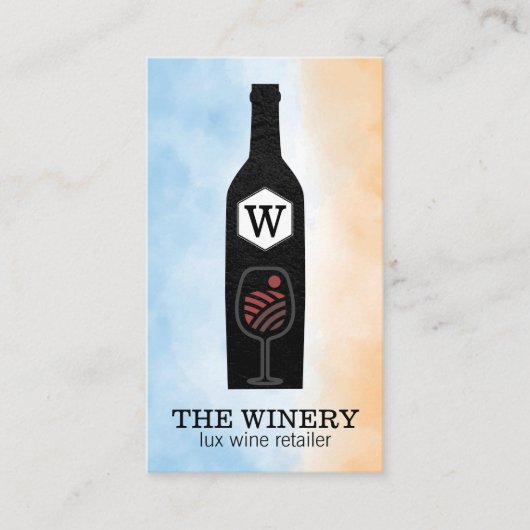 Wine Bottle & Glass | Monogram Visitekaartje (Voorkant)