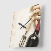 Wine Bottle Wall Clock Vierkante Klok (Hoek)