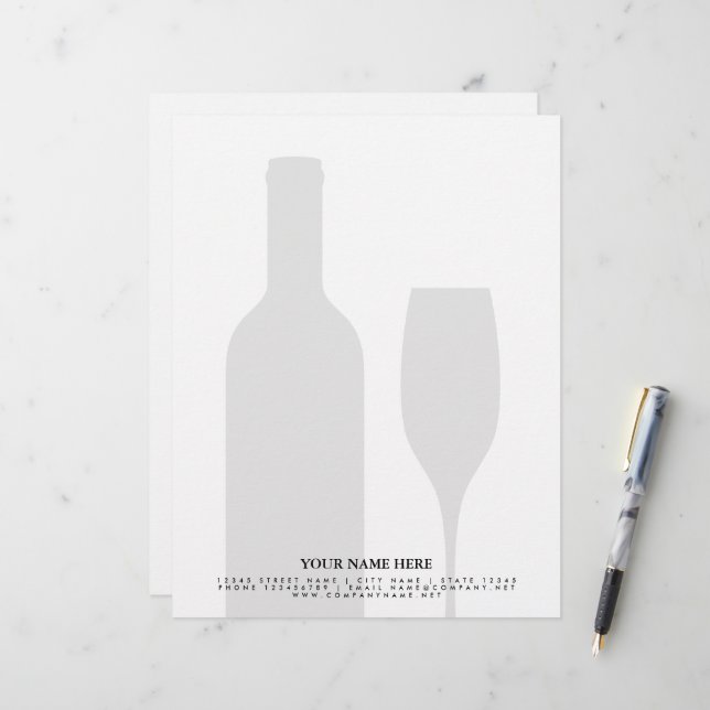 Wine bottle winery vineyard letterhead template briefhoofd (Voorkant / Achterkant in situ)