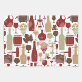 Wine Bottles Wrapping Paper Flat Sheet Set of 3 (Voorkant)