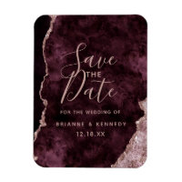 Wine Burgundy Roos Gold Agate Marble Save the Date