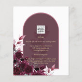 Wine Burgundy Rozen Gold Text Wedding INVITE (Achterkant)