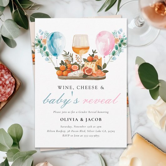 Wine & Cheese Gender Reveal Party Kaart