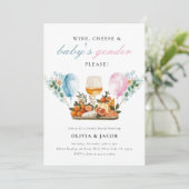Wine & Cheese Gender Reveal Party Kaart (Staand voorkant)