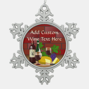 Wine Cheese Kitchen Scene Tin Sneeuwvlok Ornament