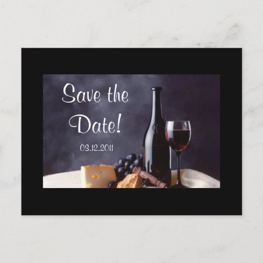 Wine_Cheese Sla de datum op! Aankondigingskaart (Voorkant)