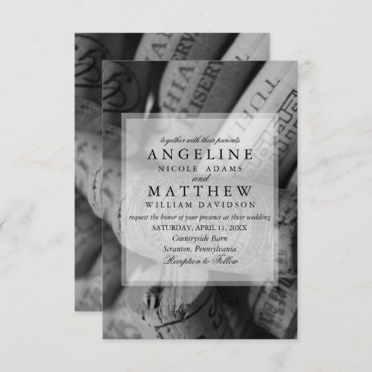 Wine Cork Wedding Invitation Kaart (Voorkant / Achterkant)