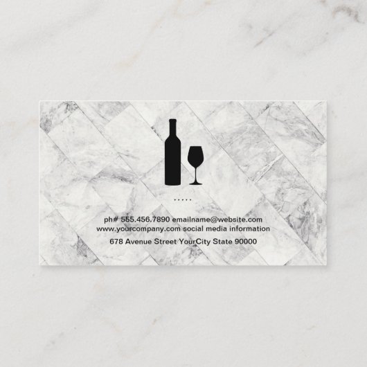 Wine Corkschroef | Marble Tile Visitekaartje (Achterkant)