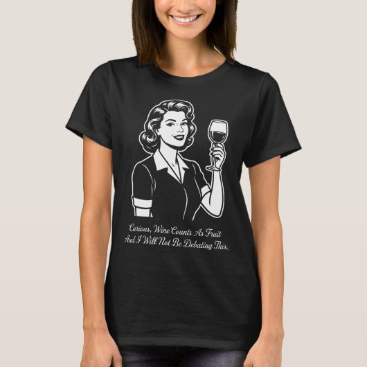 Wine Counts As Fruit Retro T-Shirt (Voorkant)