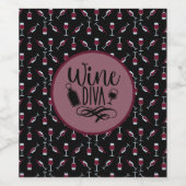 Wine Diva Wine Goblet Patroon Wijn Etiket (Enkel label)